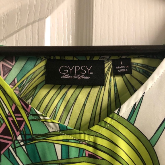 Gypsy by Mara Hoffman Tropical Leaf Tunic Sz Large - Picture 6 of 7